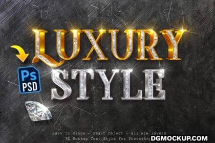 Luxury Golden and Silver 3D Text Style Effect PSD Mockup Preview