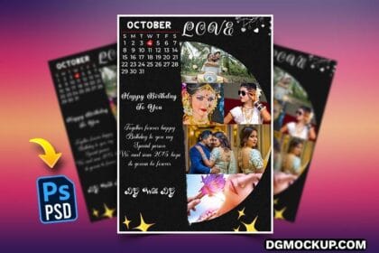 Moon Customized Photo Collage Frame in Black PSD Preview