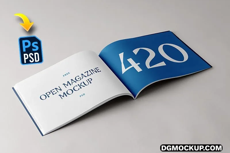 Open Horizontal Magazine Mockup Preview