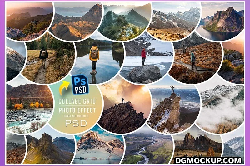 Photo Collage Circle Frame Effect Mockup Preview