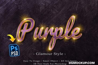 Purple Golden 3D Text Style Effect Free PSD Mockup Preview