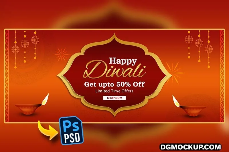 Sale Offer Diwali Festival Facebook Cover Design PSD Preview