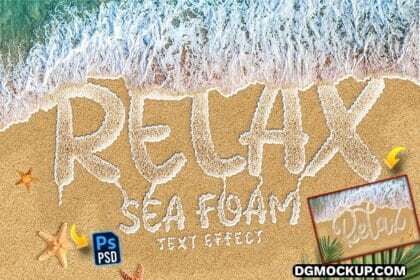 Sea Foam Text on Sand Photoshop Template Preview