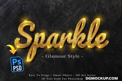 Sparkle Golden 3D Text Style Effect PSD Mockup Preview