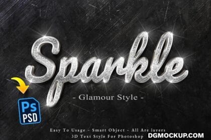 Sparkle Silver 3D Text Style Effect PSD Mockup Preview