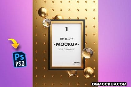 Vertical Golden Frame PSD Mockup Preview