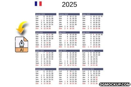 2025 Calendar with French Holidays Free Vector Download Preview