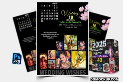 8-Photo Collage Frame PSD with Calendar Free Download 2025 Pack Preview