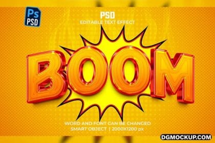 Boom 3D Editable Text Effect Premium PSD with Background Preview