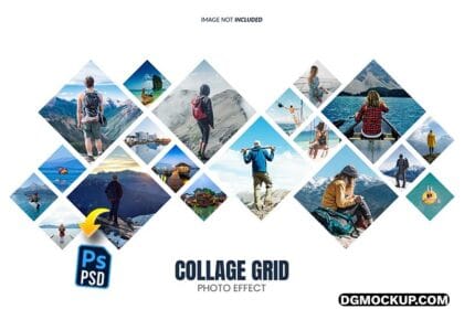 Collage Grid and Photo Collage Frame Effect Mockup PSD Preview