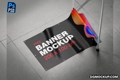 Concrete Floor Banner Mockup PSD Free Preview