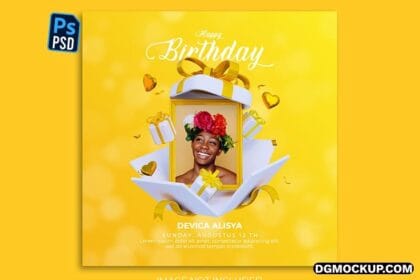 Digital Birthday Party Celebration Social Media Post Frame PSD Preview