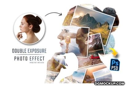 Double Exposure Photo Collage Effect Mockup PSD Preview