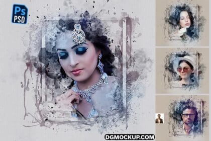 Free Watercolor Frame Photo Effect PSD Template Preview