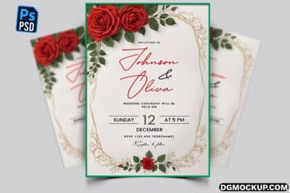 Free Wedding Engagement Invitation Card PSD With Vertical Background Preview