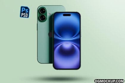 Free iPhone 16 Pro Max Teal PSD Mockup Preview