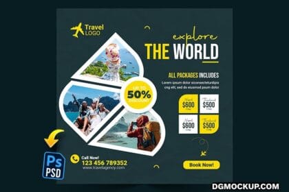 Holiday Travel Social Media Post or Web Banner Template PSD Preview