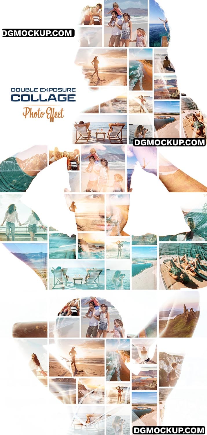 Photo Collage Double Exposure Effect Mockup Free PSD Preview 2