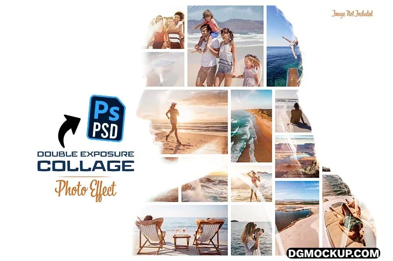 Photo Collage Double Exposure Effect Mockup Free PSD Preview