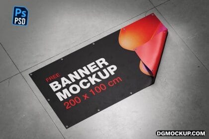 Realistic Floor Banner Mockup Free PSD Template Preview