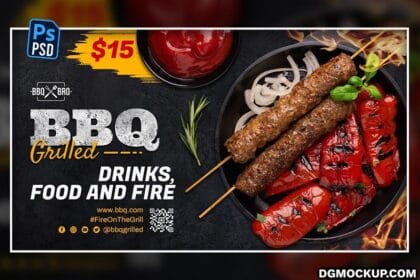 Super Delicious BBQ Party Facebook Cover Free Template Preview