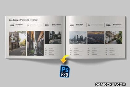 Top View Opened Landscape Magazine Mockup PSD