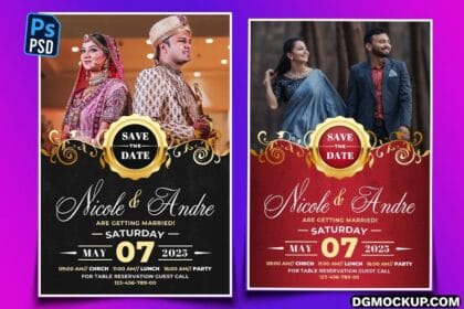 Wedding invitation Template for Bride and Groom Save the Date PSD Preview