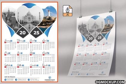 2025 Calendar Happy New Year Design Vector Free Preview