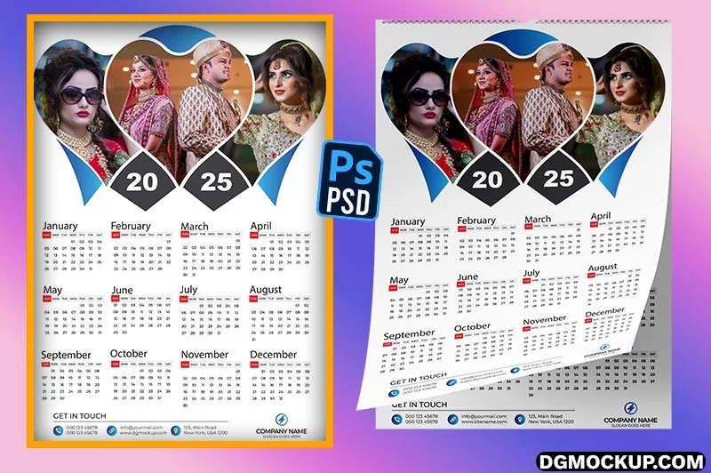 2025 Calendar PSD Free Happy New Year Design Preview