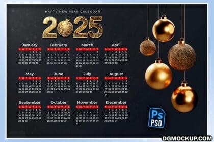 2025 New Year Calendar Design Free PSD Template Preview