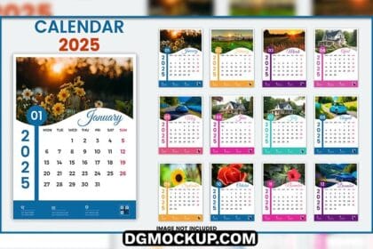 2025 New Year Calendar Design Free Vector Template Preview