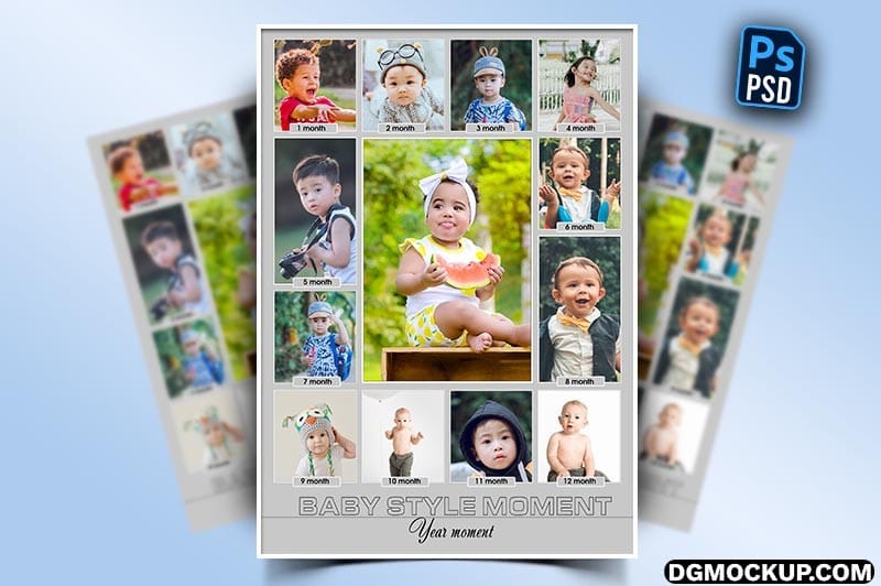 Baby Birthday Photo Collage Templates PSD Preview