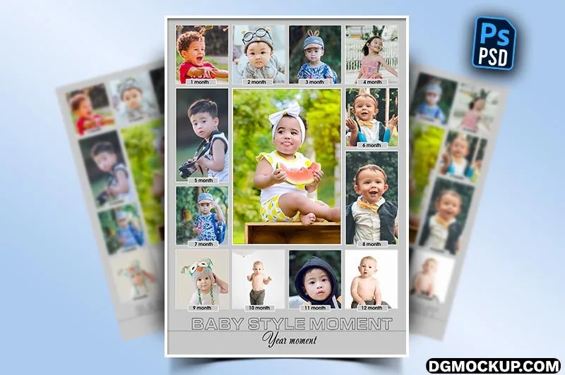 Baby Birthday Photo Collage Templates PSD Preview