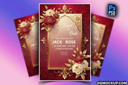 Beautiful Luxury Wedding Invitation Card Free PSD Templates perview