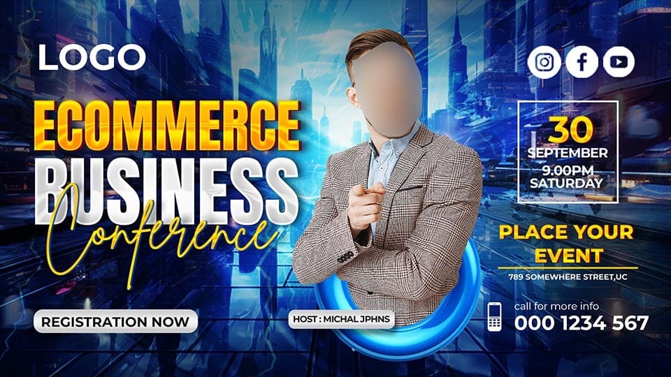 Business Conference Youtube Thumbnail Free Psd Template Demo