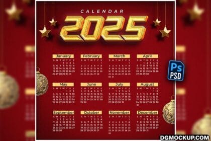 Celebrate 2025 With Happy New Year Calendar PSD Template perview
