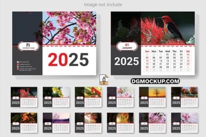 Desk Calendar 2025 Template Design New Year Templates Vector Preview