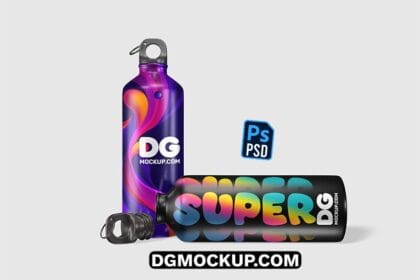 Editable Aluminium Water Bottle Mockup Free PSD Preview