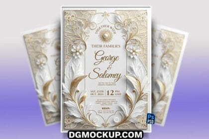 Elegant Floral Wedding Invitation Design Free PSD Download Preview