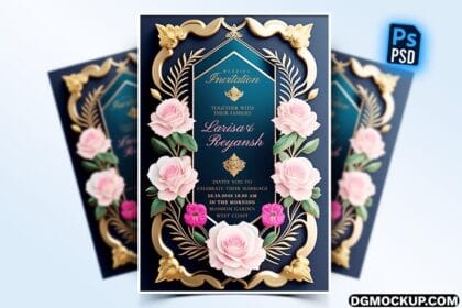 Elegant Luxury Wedding Invitation Card Free PSD Template Preview