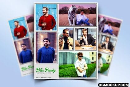 Family Photo Collage Grid Free PSD Template Preview