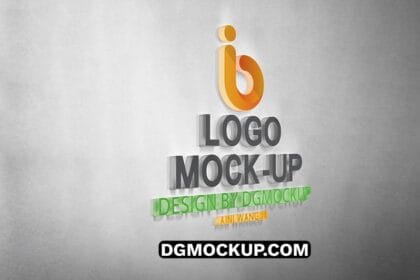 Glossy Effect Striped Wall 3D Logo Free PSD Mockup Template Preview