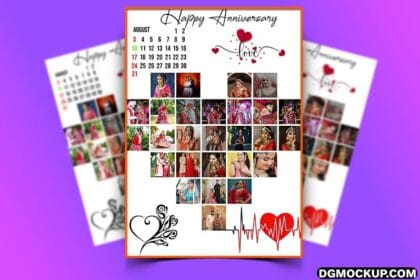 Heart Frame Photoshop Collage Template PSD White Background Preview
