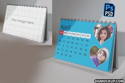 Horizontal Desk Calendar Mockup Side View Free PSD Preview