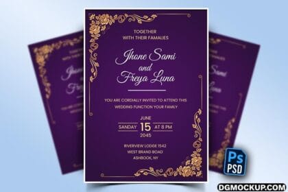 Luxury Wedding Invitation Card Design Free PSD Template Preview