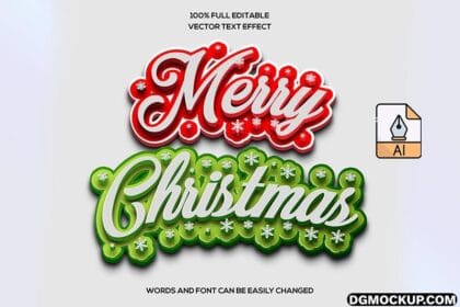 Merry Christmas 3D Editable Vector Text Effect Preview