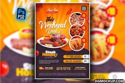 Restaurant and Food Business Flyer Design Free PSD Template Preview