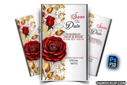 Save the Date for Elegant Wedding Day Free PSD Template Preview