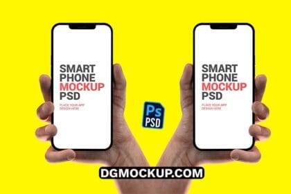 Smartphone Pro Max On Hand Free PSD Mockup Template Preview