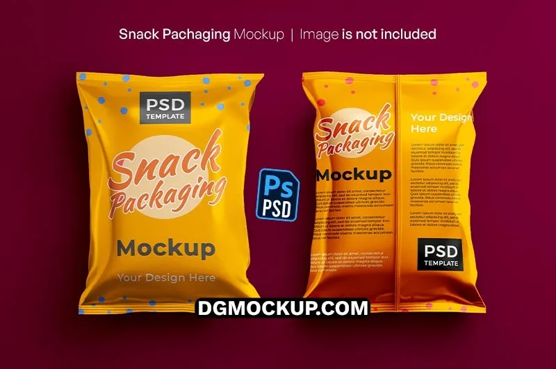 Snack Packaging Mockup Chips Bag Pouch Plastic Bag Free PSD Template Preview